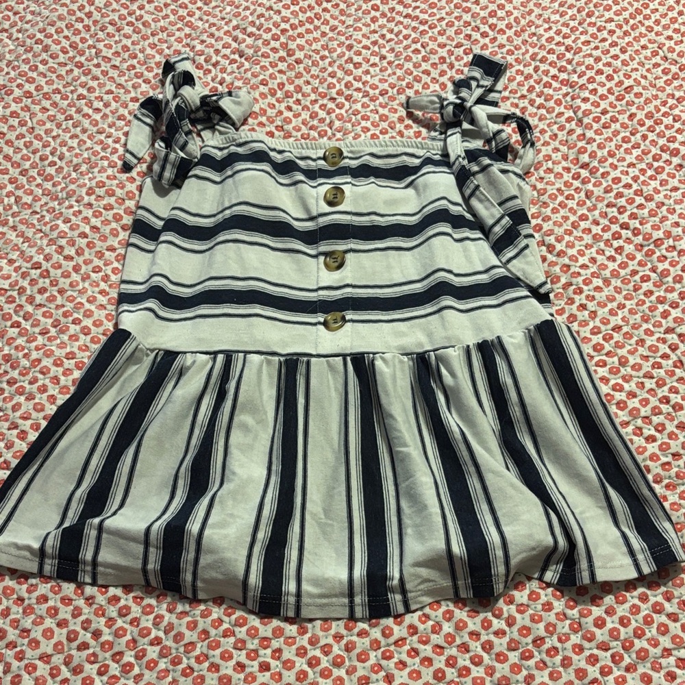 Justify Black & White Striped Tie-Shoulder Tank Top